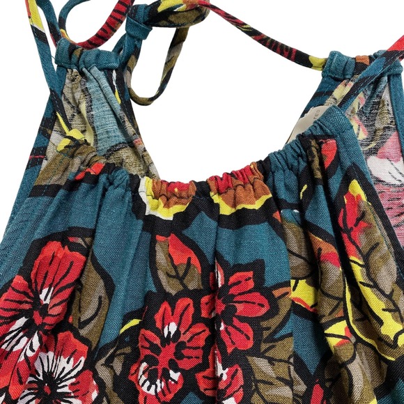 LOFT Petites Ann Taylor Paradise Halter Maxi Dress Tropical Floral Size SP Boho - Picture 4 of 11